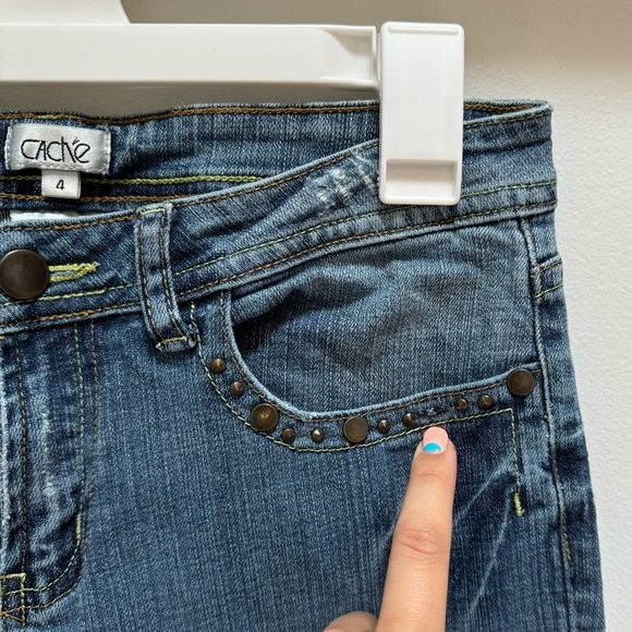 Cache‎ Y2K Embellished Jeans Light Wash Size 4 - Picture 2 of 13